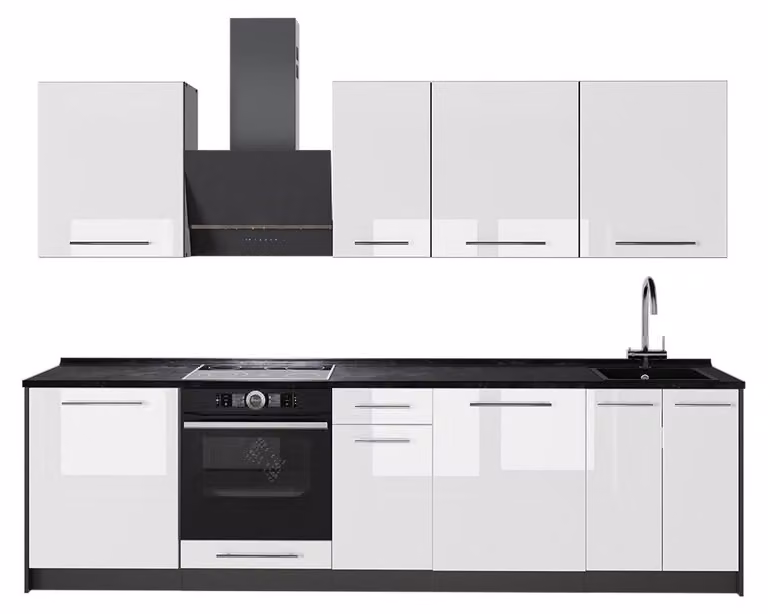 Cucina componibile Vicco Fame-Line Bianco lucido/Antracite 280 cm senza piano di lavoro, Model 64179
