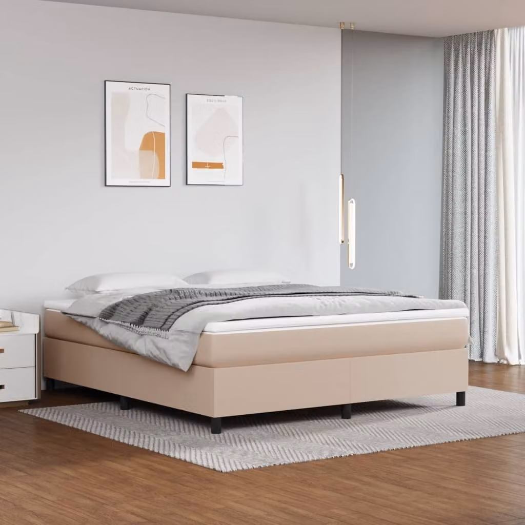 The Living Store Letto a molle Cappuccino-marrone 160x200 cm in Pelle finta