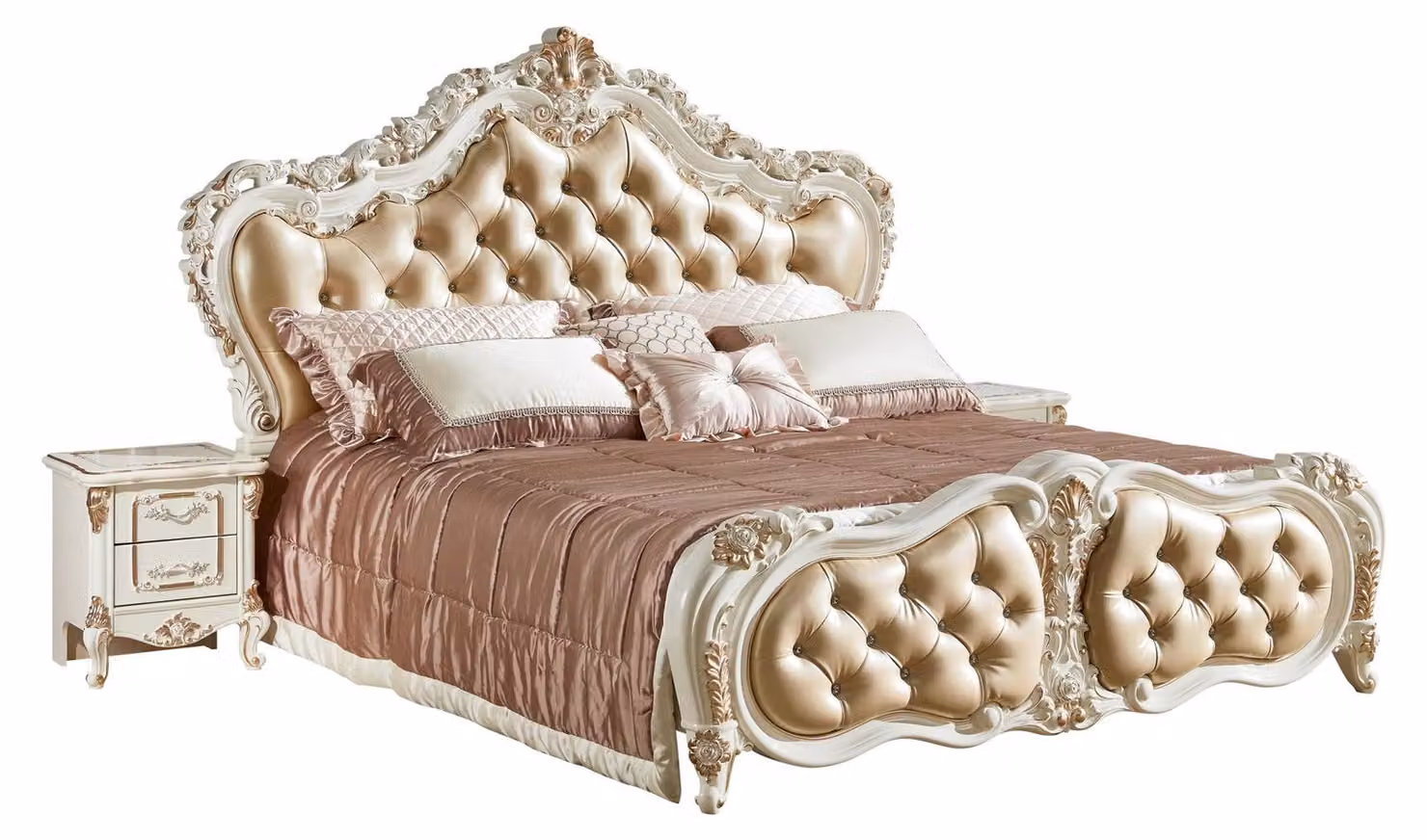 Design Chesterfield Bett Textil Samt Polster Leder Hotel Betten Schlafzimmer