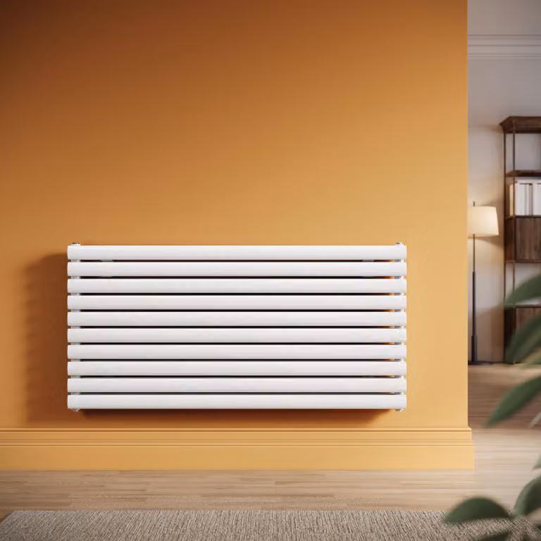 SONNI - Radiatore a pannello design, a due strati, bianchi, dimensioni 1200x593 mm, per riscaldamento ad acqua calda, senza resistenza elettrica