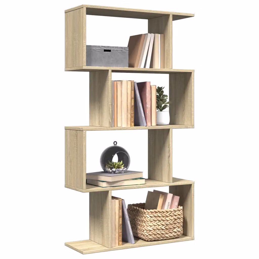 Libreria Divisorio vidaXL con 4 Ripiani in MDF, Colore Marrone e Beige, L 70 cm x P 24 cm x H 129 cm