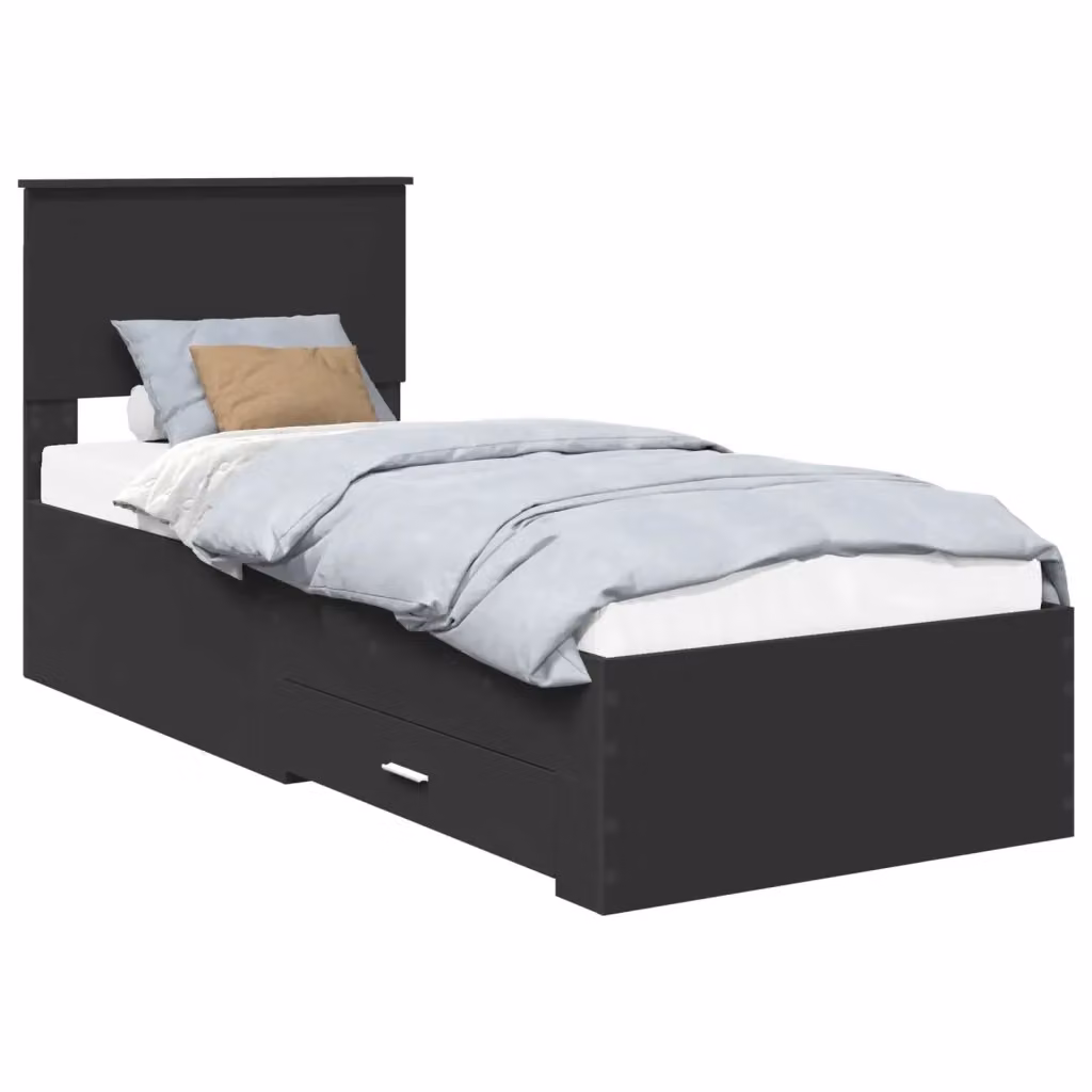 Struttura letto moderno vidaXL in legno ingegnerizzato nero L: 75 cm, P: 190 cm, H: 90 cm – 2