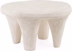 Tavolino rotondo Bizzotto ALBIN bianco con piano in composito effetto pietra e finitura opaca, Diametro: 65 cm