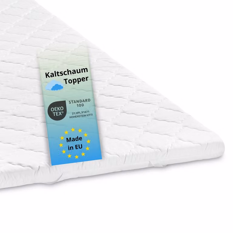 topper ergonomico in schiuma fredda, 90 x 200 cm, per tutti i materassi, Bodyprotect