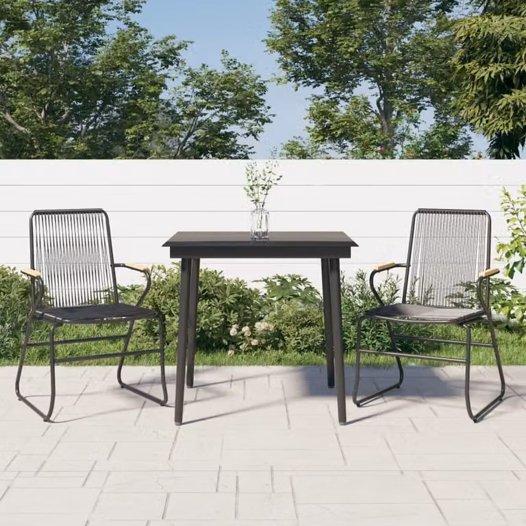 Maison Exclusive - Set da pranzo da giardino a 3 pezzi in rattan PVC nero