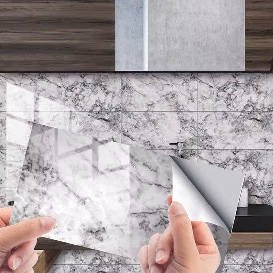 Adesivi murali in PVC 12 x 6 pollici, carta da parati autoadesiva, adesivi murali impermeabili per cucina, armadi, mobili, tavoli