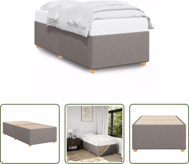 The Living Store struttura letto taupe 90x190 cm tessuto