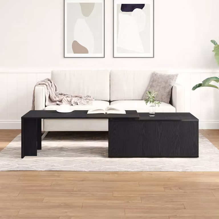 vidaXL Tavolino da salotto rettangolare in rovere e nero L: 150 cm, P: 50 cm, H: 35 cm