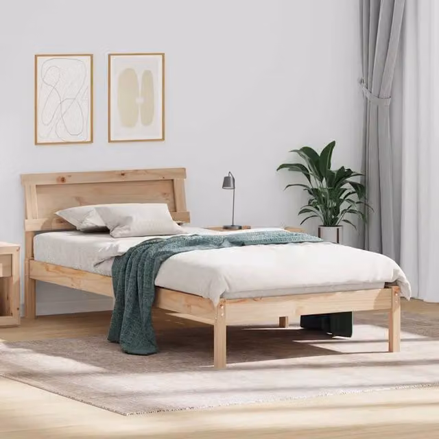 Struttura letto moderna vidaXL in pino massello marrone 90 x 200 cm