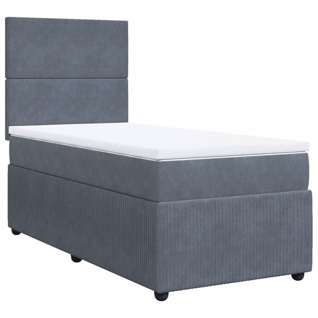 Giroletto a Molle con Materasso Grigio Scuro 80x200 cm Velluto