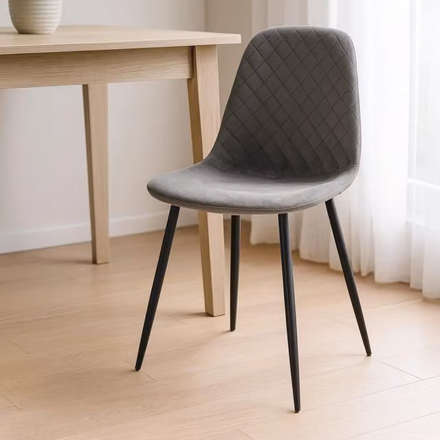SET 4 SEDIA MARTA VELLUTO GRIGIO GAMBE NERE