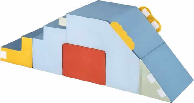 Set di giochi per arrampicata e scivolo in schiuma morbida con rivestimento in velluto multicolore per bambini dai 12 mesi in su