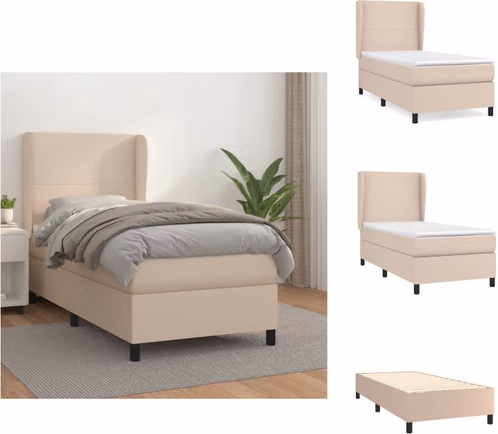 vidaXL Materasso letto a molle cappuccino-marrone 100x200cm in Pelle finta - Letti e strutture letto