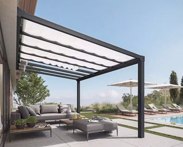 Tenda da Tetto Per la Pergola Stockholm 3.4X9.5 m Bianco
