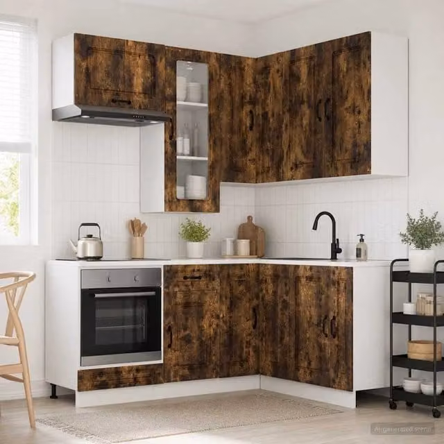 Unità Cucina KALMAR 8 pz Rovere Fumo Legno ingegnerizzato 3438386