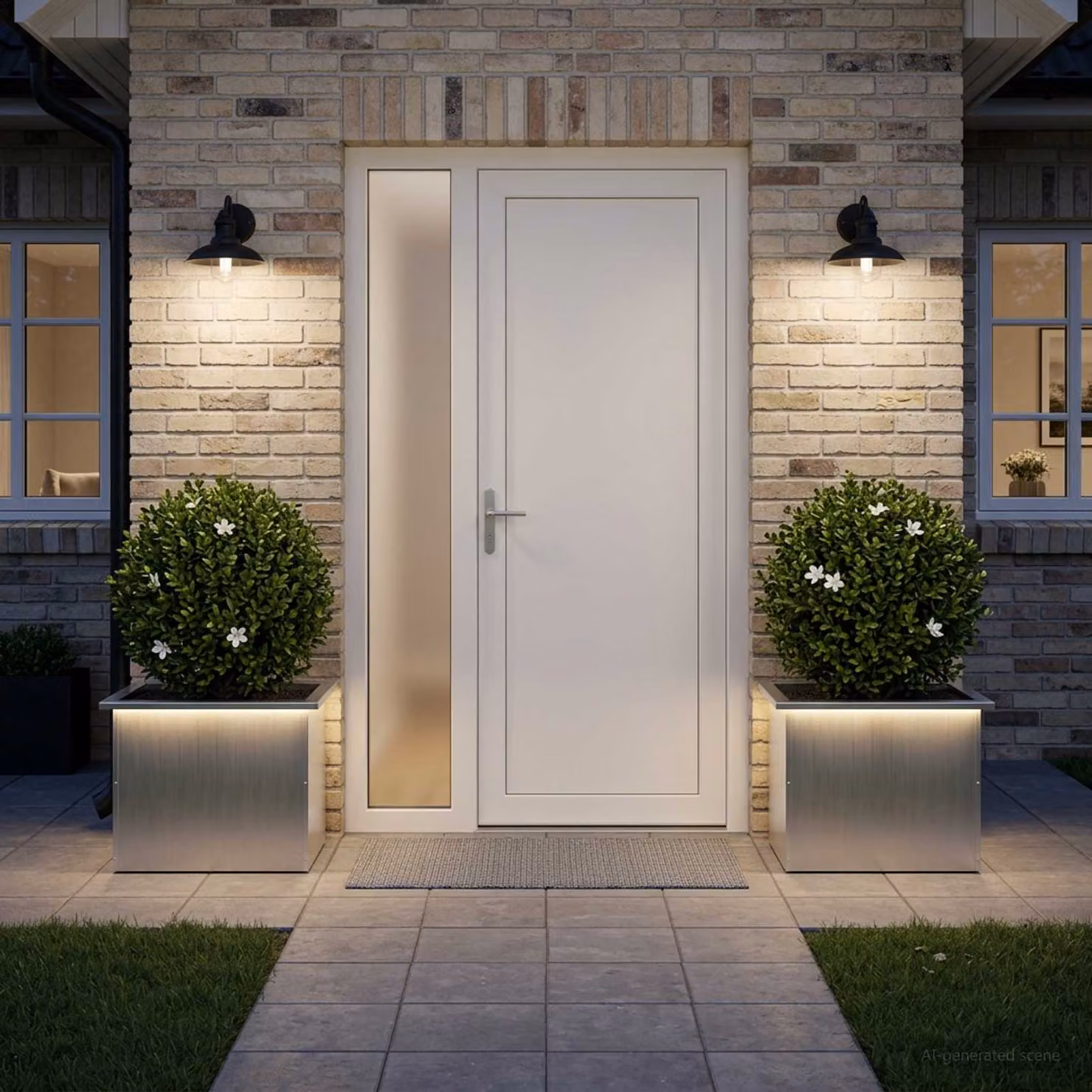 Set di 2 fioriere da giardino con LED vidaXL in acciaio zincato, Argento, L: 60 cm, P: 40 cm, H: 40 cm