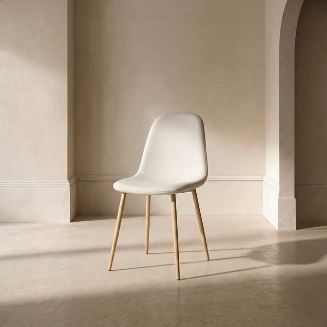 Set di 4 sedie imbottite Banak beige per sala da pranzo in stile moderno con struttura in legno e metallo