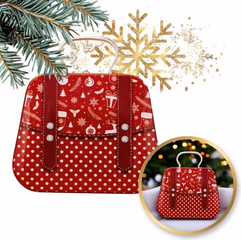 Scatola in metallo con manico per dolci rosso 7 cm x 5,5 cm ksn164