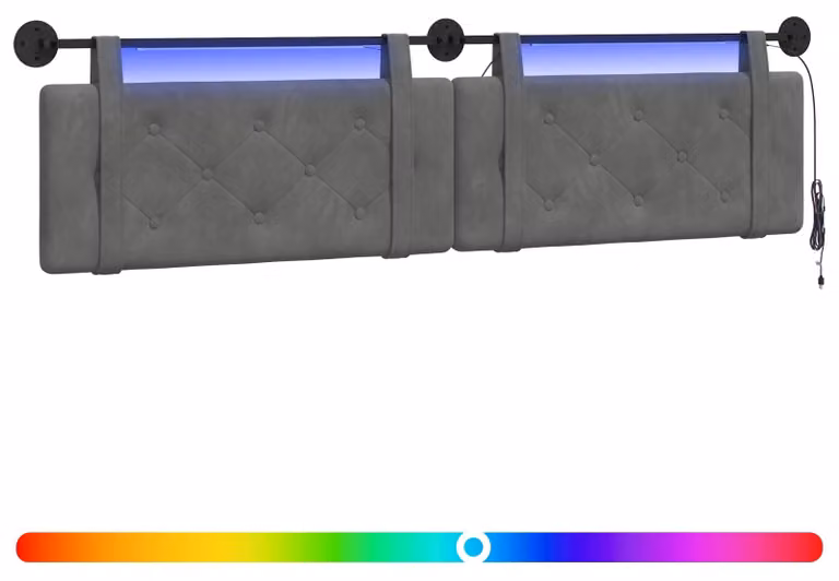 Testiera sospesa Con luce LED Grigio Scuro Velluto