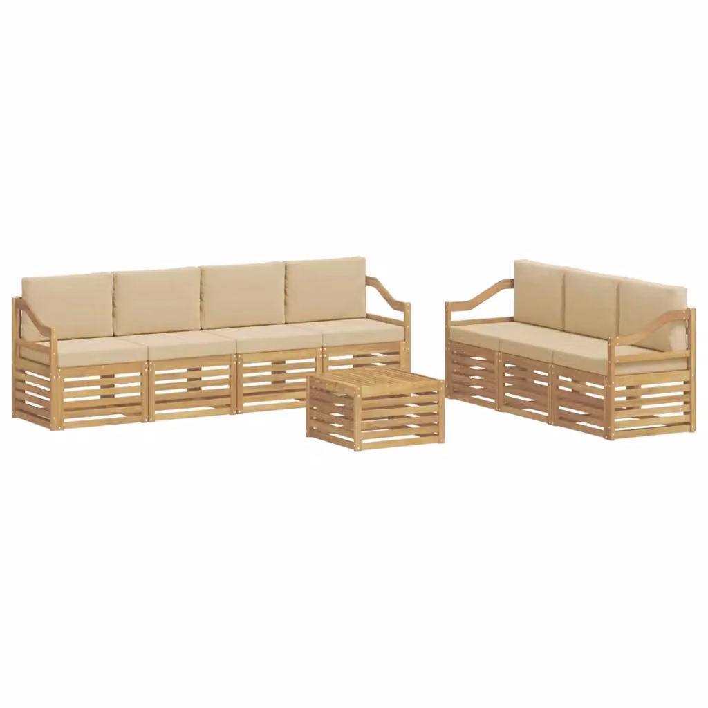 Set di divani da giardino a L con 8 pezzi vidaXL in legno di acacia color beige – 2