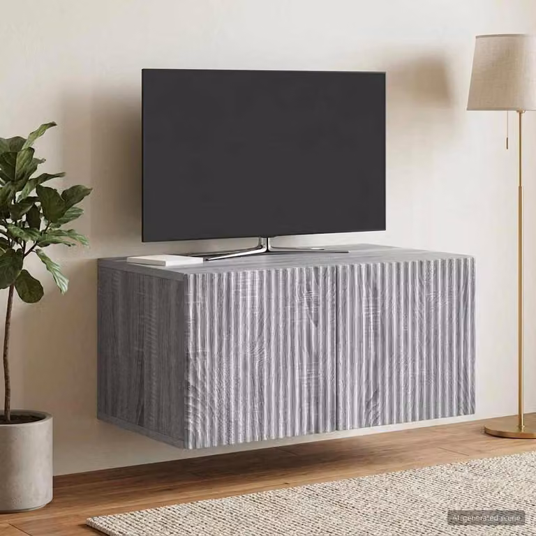 vidaXL Mobile Porta TV da Muro Moderno in MDF Grigio, L 59,5 cm x P 41 cm x H 30 cm