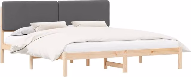 Letto matrimoniale | Letto per adulti | Letto con Testiera Rivestita Grigio scuro 180 x 200 cm