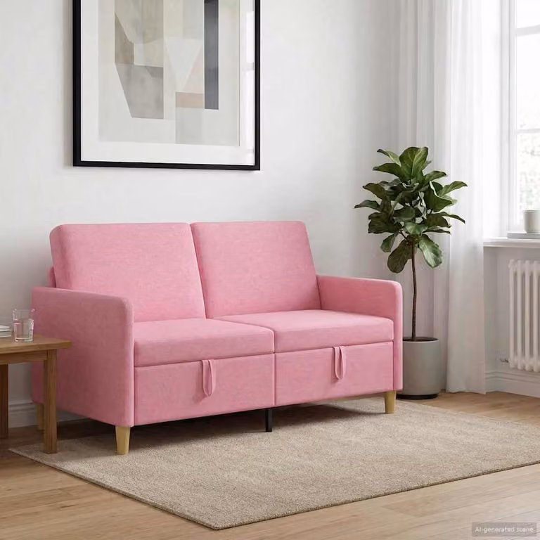 Divano moderno vidaXL con contenitore apribile in tessuto rosa L: 152 cm, P: 78 cm, H: 87 cm