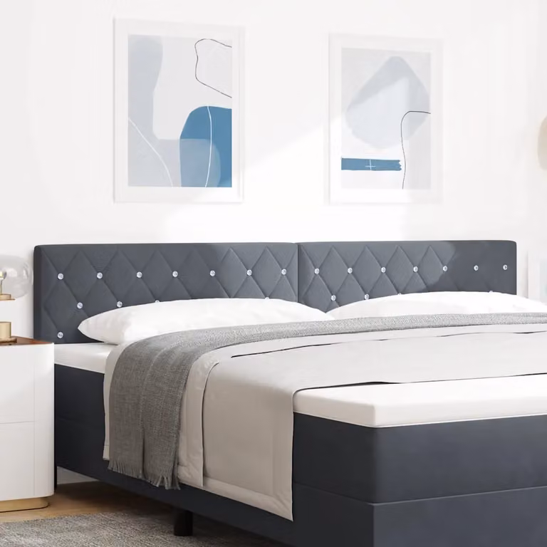 Testiera per letto vidaXL in velluto grigio scuro con design geometrico e struttura in legno, Larghezza: 200 cm