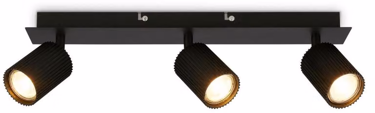 Briloner Plafoniera orientabile 45x8x9 cm attacco GU10 max. 9W a 3 luci nera - Faretto da soffitto per soggiorno corridoio cucina ufficio