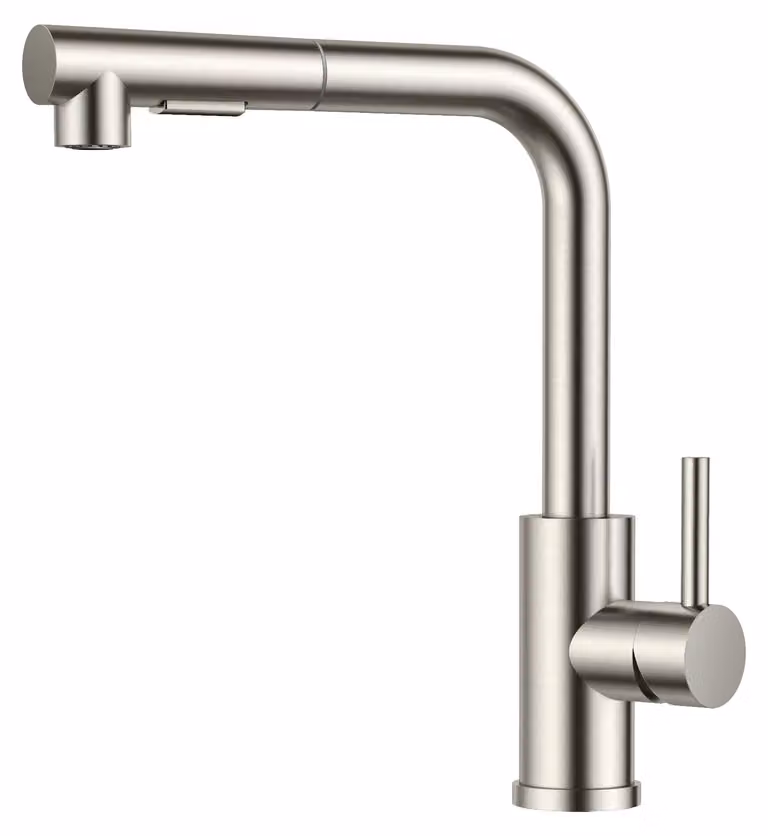 Rubinetto da cucina, miscelatore estraibile con 2 getti d'acqua e funzione girevole a 360°