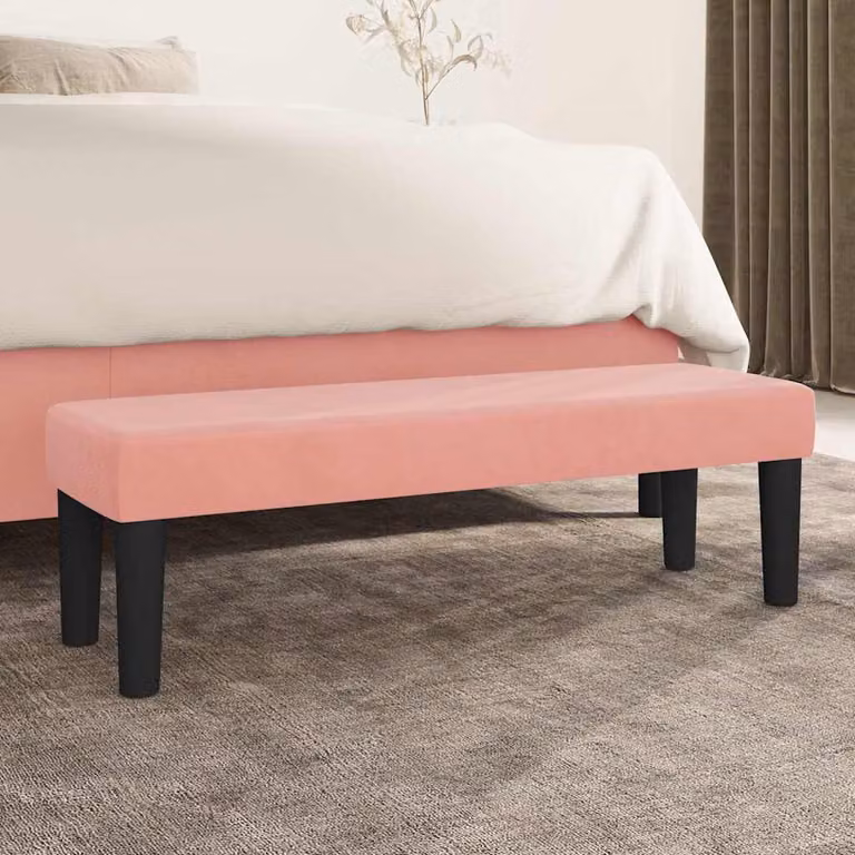 Panca vidaXL in velluto rosa per soggiorno o camera da letto L 100 x P 30 x H 30 cm