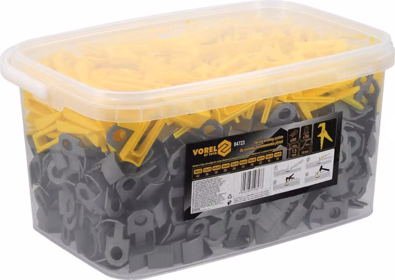 Sistema di livellamento per piastrelle da 1,5 mm, set composto da 700 clip, 200 cunei e una pinza