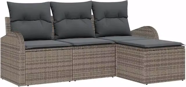 Set Divano da Giardino | Set Salotto da Giardino Grigio polyrattan