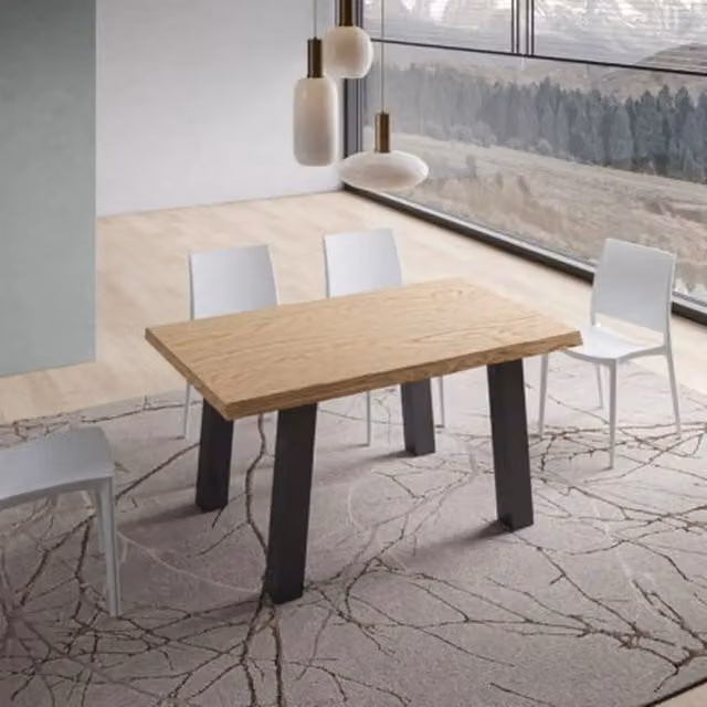 Tavolo allungabile Itamoby in legno di rovere con bordo live edge e gambe in metallo antracite L/P/H: 160-210 x 90 x 75 cm – 1