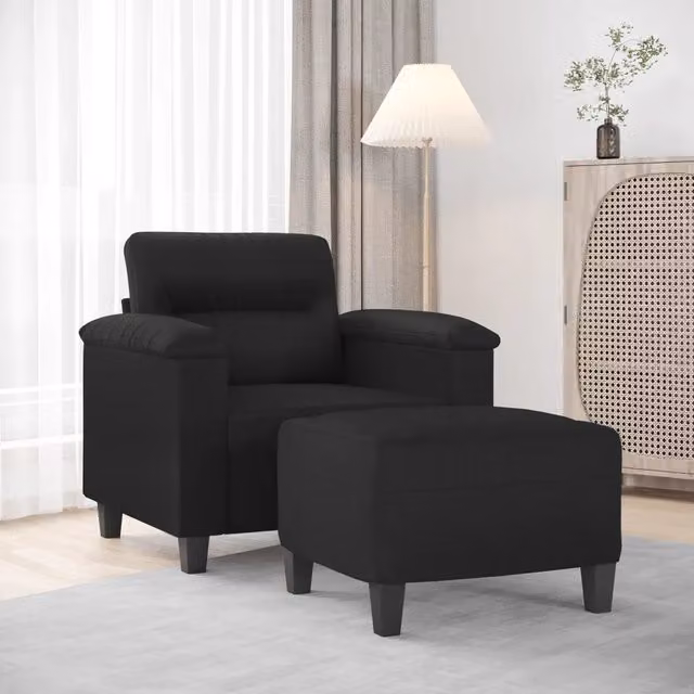 Poltrona Relax con Poggiapiedi vidaXL in Similpelle Nero Moderno – 1