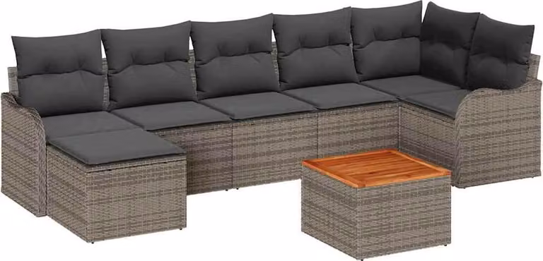 Set Divano da Giardino 8 pcs Grigio polyrattan