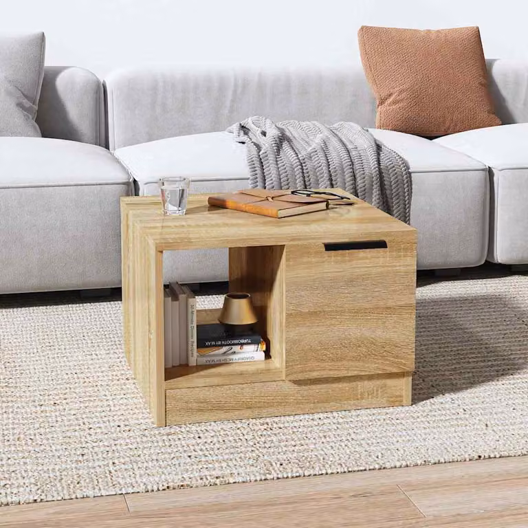 vidaXL Tavolino da Salotto Moderno in Legno Rovere, L/P/H: 50 x 50 x 36 cm