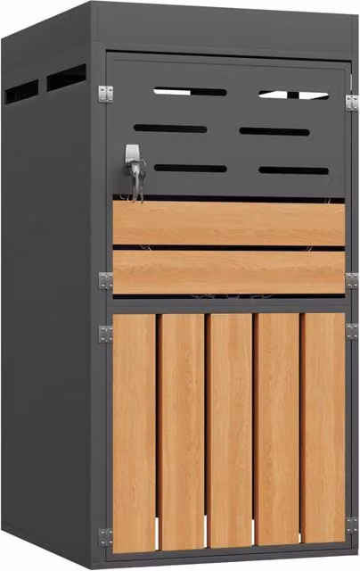 Armadio da esterno 66x80x128 cm in acciaio zincato grigio con fioriera, chiudibile