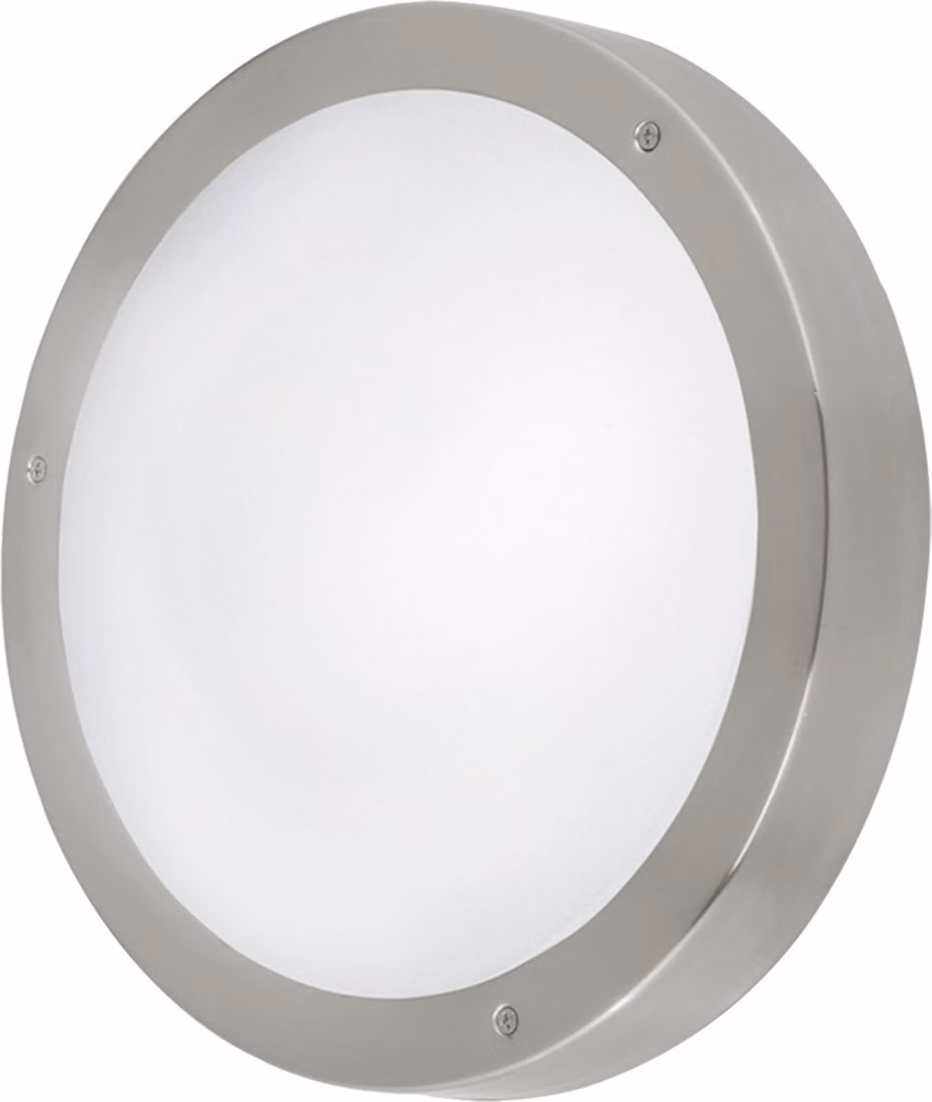 Plafoniera Esterno Moderno Vento 1 Acciaio Argento Vetro Bianco Led