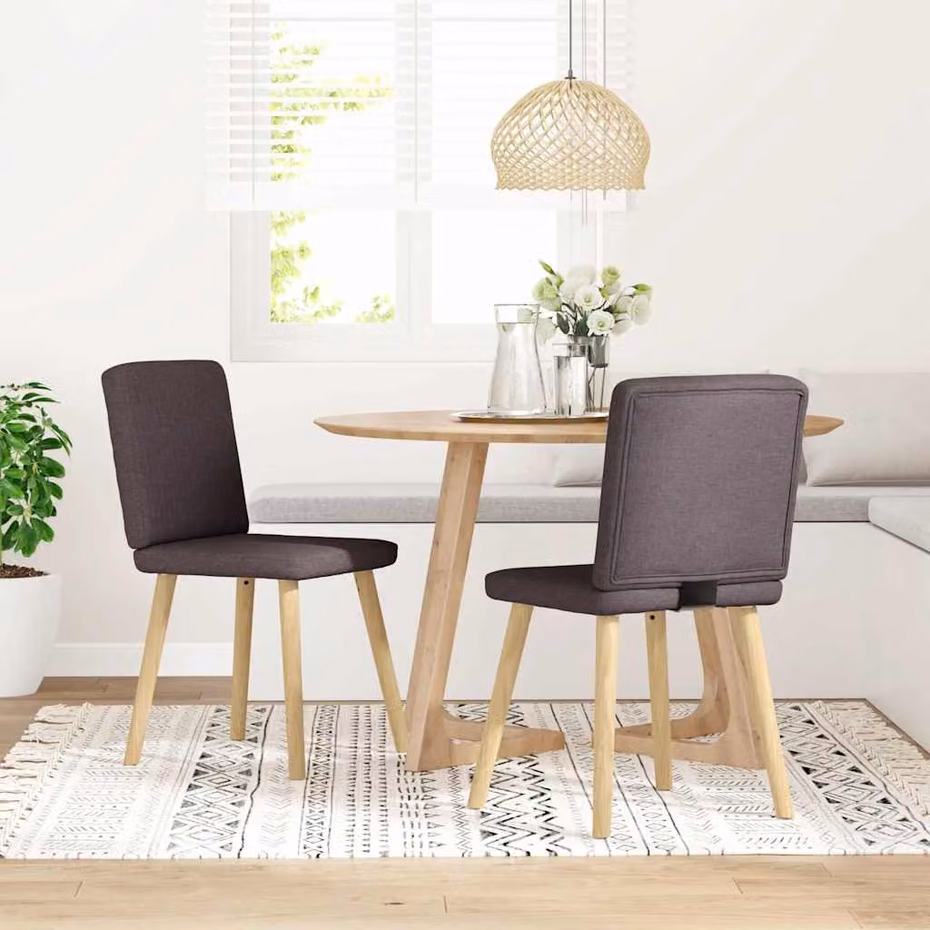 Set di 2 sedie da pranzo vidaXL in tessuto marrone scuro con struttura in legno e metallo