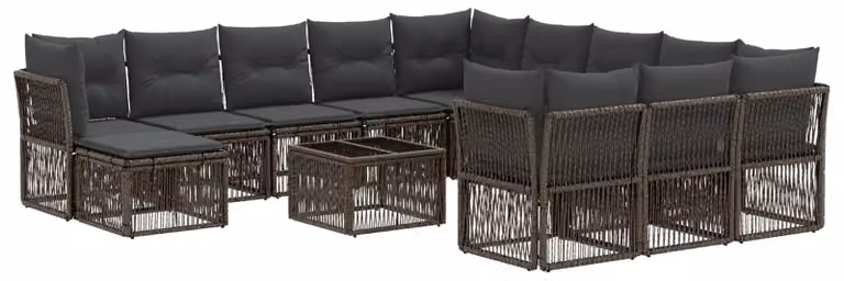 Set Divano da Giardino 13 pcs Grigio polyrattan