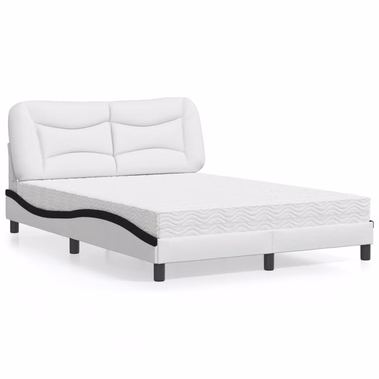 Letto con Materasso Hvar vidaXL in Similpelle Nero e Bianco L/P/H: 120 x 200 cm