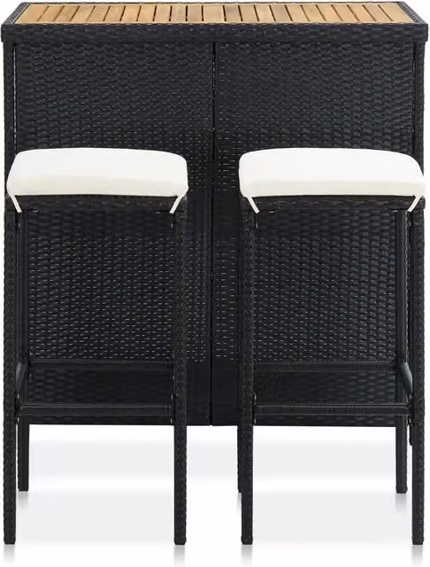 Set da Bar 3 pz in Polyrattan Nero CFW3608277