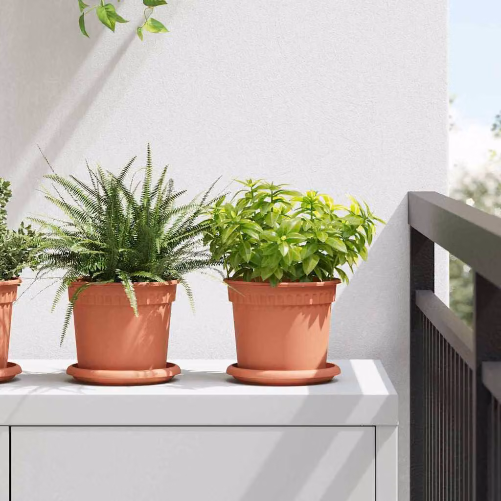 Set di 6 vasi per piante vidaXL in plastica rossa, design minimalista e rotondo per uso da tavolo