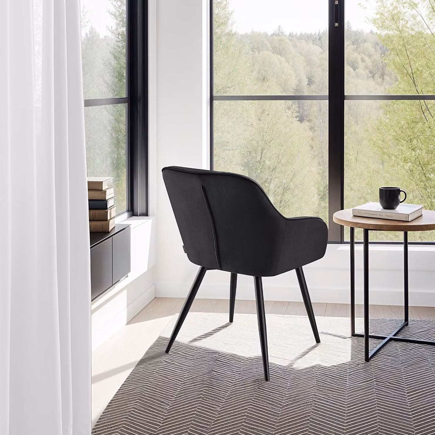 Set di 2 sedie Marilyn TecTake GmbH in velluto nero con design moderno per sala da pranzo e cucina – 3