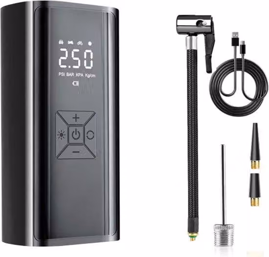 Mini pompa elettrica per pneumatici con display LCD e luce LED per auto, moto e biciclette