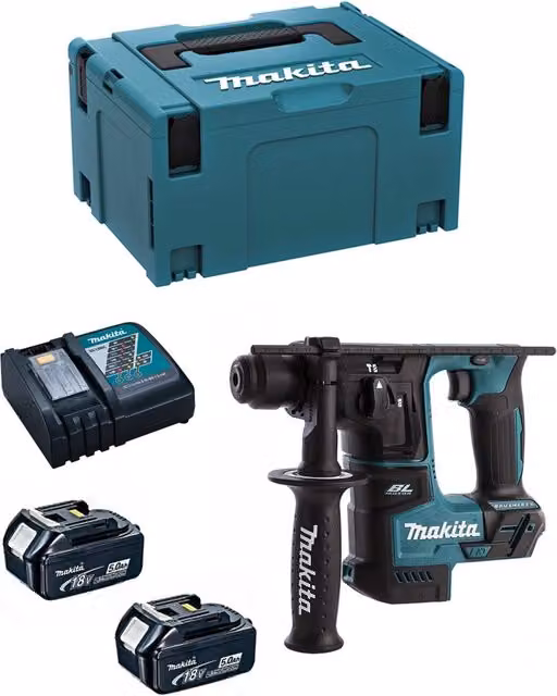 Tassellatore Makita DHR171RTJ con 2 batterie da 5,0 Ah, caricabatterie DC18RC e sistema di trasporto MAKPAC 3 – 1