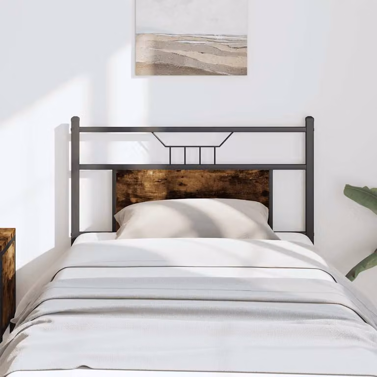 Testiera di Ricambio vidaXL in Stile Industriale, Rovere Fumo e Metallo, L: 80,5 cm, H: 91,5 cm, P: 3 cm