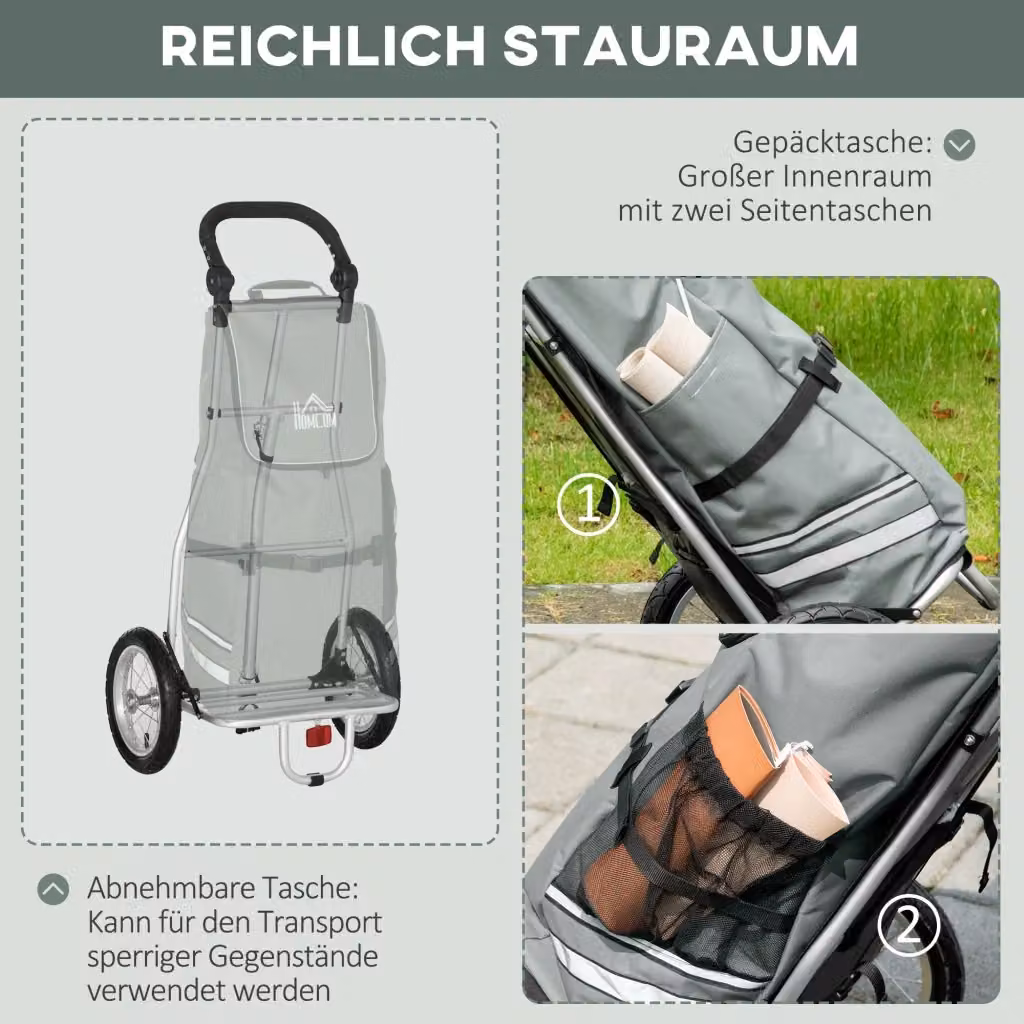 Carrello 2 in 1 per bici e spesa REDOM in alluminio grigio, H: 110 cm, L: 53 cm, P: 43 cm – 2