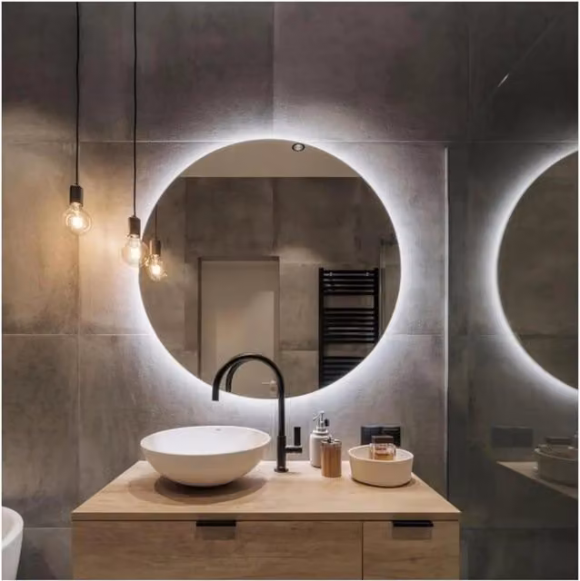 Specchio da bagno rotondo Styleglass ATOS con retroilluminazione LED bianca, Ø 60 cm – 1